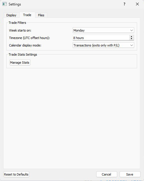 ThinkPad Settings - Trade tab