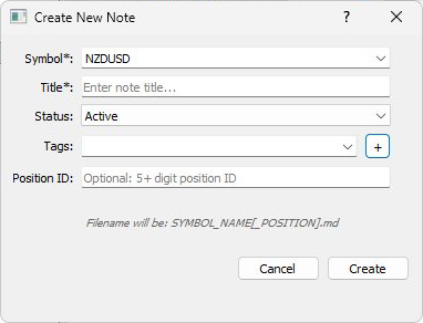 ThinkPad Create Note Dialog
