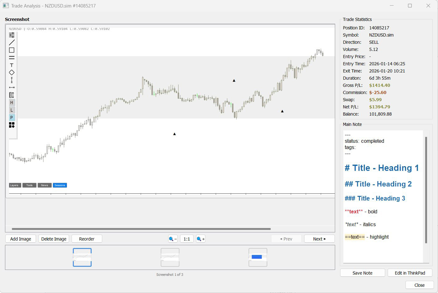 ThinkPad Trade Analysis View